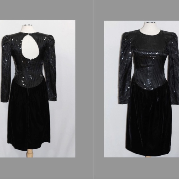 Cachet By Bari Protas Black Sequin Suede Dress - Picture 12 of 12